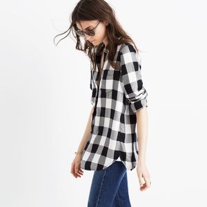 Madewell Black White Check Gingham Button Up Shirt